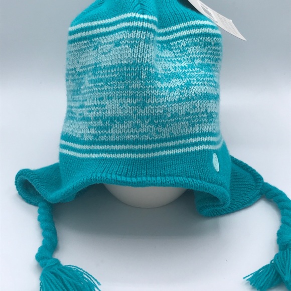 C9 Champion Kids Peruvian Winter Hat with Ear Flaps and Fleece Lining Aqua Blue - Picture 5 of 5